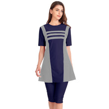Load image into Gallery viewer, Color Contrast CROP Burkini For Women Gray