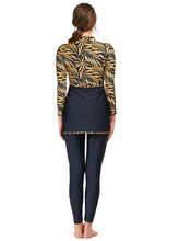 Load image into Gallery viewer, Golden leaf print Modest swimsuit Burkini Muslim swimwear