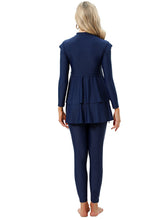 Load image into Gallery viewer, Modest Swimsuit Muslim Swimwear Burkini + Turban +Bra Pad Navy Blue