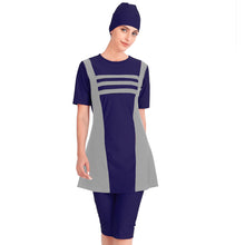 Load image into Gallery viewer, Color Contrast CROP Burkini For Women Gray