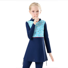 Load image into Gallery viewer, Full covered Modest Muslim Swimwear Burkini For Girl Blue