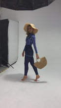 Load and play video in Gallery viewer, Golden leaf print Modest swimsuit Burkini Muslim swimwear