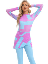 Load image into Gallery viewer, 2023 Women Modest Muslim Swimwear   Casual Long Sleeves Swimsuit 4pcs  Burkini + Bra Pad Pink
