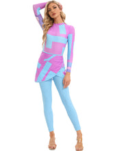 Load image into Gallery viewer, 2023 Women Modest Muslim Swimwear   Casual Long Sleeves Swimsuit 4pcs  Burkini + Bra Pad Pink
