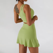 Load image into Gallery viewer, Tennis Skorts Fitness Badminton Sports Skirt With Shorts  Nylon Mini Yoga bottoms
