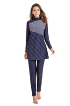 Load image into Gallery viewer, Stripe Printing Modest  Muslim Swimwear Burkini
