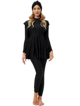 Load image into Gallery viewer, Modest Swimsuit  Muslim Swimwear Burkini + Turban +Bra Pad Black
