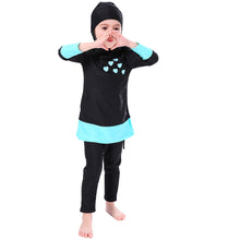 Load image into Gallery viewer, Full covered Modest  Muslim Swimwear Burkini for Kid Blue
