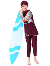 Load image into Gallery viewer, Full covered Modest  Muslim Swimwear Burkini For Girl Red
