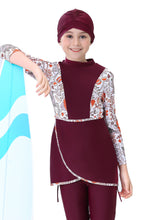 Load image into Gallery viewer, Full covered Modest  Muslim Swimwear Burkini For Girl Red
