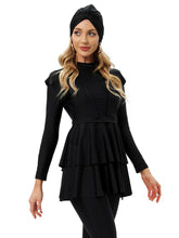 Load image into Gallery viewer, Modest Swimsuit  Muslim Swimwear Burkini + Turban +Bra Pad Black

