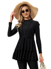 Load image into Gallery viewer, Modest Swimsuit  Muslim Swimwear Burkini + Turban +Bra Pad Black
