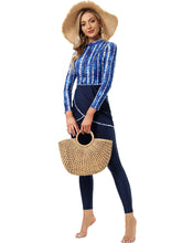 Load image into Gallery viewer, Muslim Swimwear Burkini with Bra Pad + Front Zipper Denim Blue
