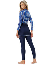 Load image into Gallery viewer, Muslim Swimwear Burkini with Bra Pad + Front Zipper Denim Blue
