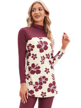 Load image into Gallery viewer, Red Flower Print Muslim Swimwear Burkini with Hijab
