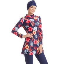 Load image into Gallery viewer, Watermelon Red  Floral  Print Modest  Muslim Swimwear Burkini
