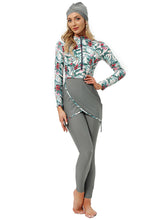 Load image into Gallery viewer, Muslim Swimwear Burkini with Bra Pad + Front Zipper Safflower
