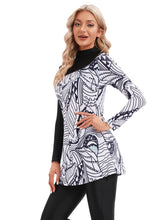 Load image into Gallery viewer, Black Print Muslim Swimwear Burkini with Hijab
