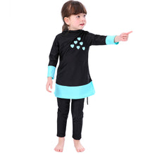 Load image into Gallery viewer, Full covered Modest  Muslim Swimwear Burkini for Kid Blue
