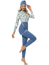 Load image into Gallery viewer, Muslim Swimwear Burkini with Bra Pad +Zipper Flamingo Flower
