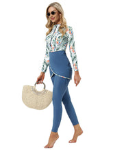 Load image into Gallery viewer, Muslim Swimwear Burkini with Bra Pad +Zipper Flamingo Flower
