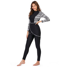 Load image into Gallery viewer, Black Geometric Print Muslim Swimwear Burkini
