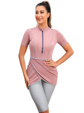 Load image into Gallery viewer, CROP Short Muslim Swimwear Womens Modest Muslim Swimsuit Burkini With Front Zip pink
