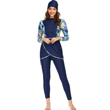 Load image into Gallery viewer, Blue Print Muslim Swimwear Burkini
