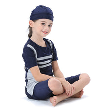 Load image into Gallery viewer, Semi-Covered Burkini for Girl  Blue &amp; Gray
