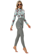Load image into Gallery viewer, Muslim Swimwear Burkini with Bra Pad + Front Zipper Safflower
