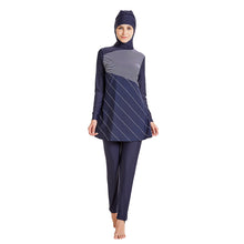 Load image into Gallery viewer, Stripe Printing Modest  Muslim Swimwear Burkini
