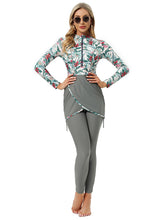 Load image into Gallery viewer, Muslim Swimwear Burkini with Bra Pad + Front Zipper Safflower
