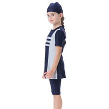 Load image into Gallery viewer, Semi-Covered Burkini for Girl  Blue &amp; Gray
