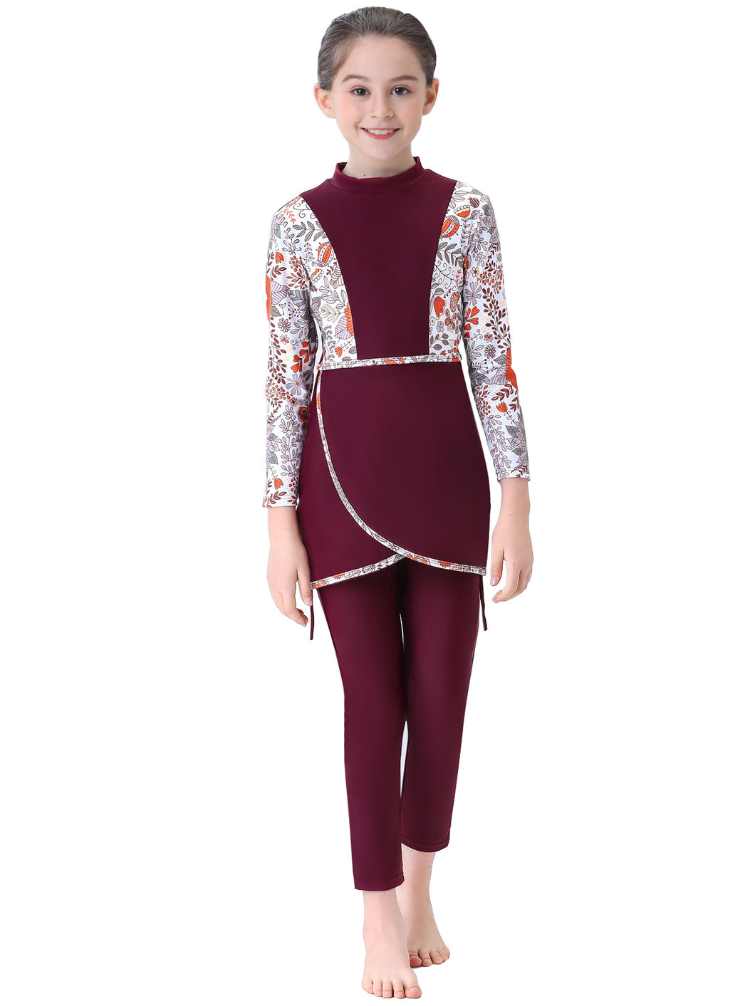 Full covered Modest  Muslim Swimwear Burkini For Girl Red