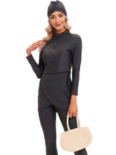 Load image into Gallery viewer, 2022 Women Modest Muslim Swimwear   Sport Long Sleeves Swimsuit 3pcs  Burkini + Bra Pad
