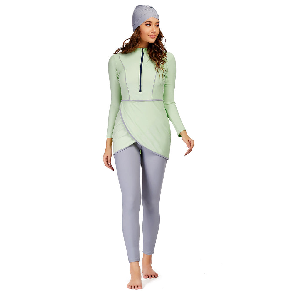 seafanny Bescheiden badpak voor dames, lange mouwen, burkini, volledige dekking, moslim badmode(Zwart 50-52)4XL