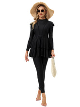 Load image into Gallery viewer, Modest Swimsuit  Muslim Swimwear Burkini + Turban +Bra Pad Black
